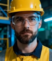  戴安全帽穿工装的男性工人1862#竖屏 	 