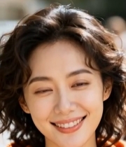  穿橙色卫衣微笑的年轻女性(1)6159#竖屏 	 