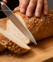  厨师切面包素材4654#竖屏 	 