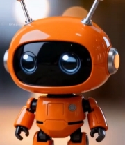  橙色小机器人特写素材(1)2049#竖屏 	 