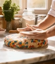  厨师厨房揉彩色面团(1)7017#竖屏 	 