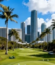  城市中的高尔夫球场景观3254#竖屏 	 