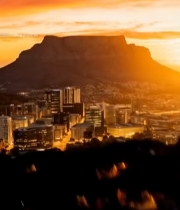  城市与山景的日落全景2905#竖屏 	 