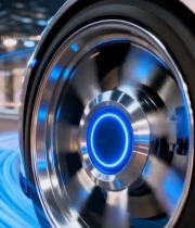  城市中行驶汽车的车轮特写3619#竖屏 	 