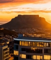  城市与远山的黄昏美景394#竖屏 	 