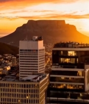  城市与山峦日落全景素材6761#竖屏 	 