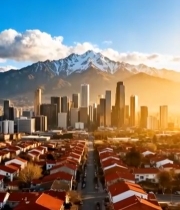  城市雪山全景俯瞰5978#竖屏 	 