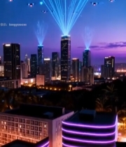  城市夜景无人机光影表演3788#竖屏 	 