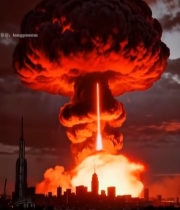  城市上空核弹爆炸场景5318#竖屏 	 