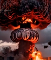  城市上空核爆炸蘑菇云6239#竖屏 	 