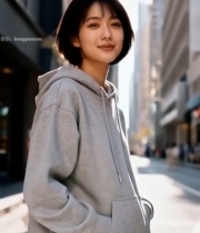  城市街道女子微笑特写3123#竖屏 	 