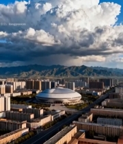  城市建筑与天空巨云俯瞰素材5222#竖屏 	 