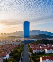  城市高楼与街道航拍全景2179#竖屏 	 