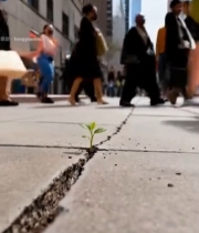  城市街道缝隙中生长的植物2986#竖屏 	 