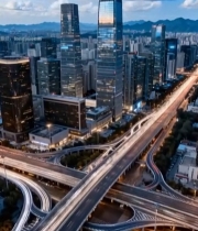  城市高楼与立交桥航拍素材6316#竖屏 	 