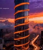  城市高楼夜景航拍素材(1)5421#竖屏 	 