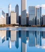  城市高楼临水全景画面2142#竖屏 	 