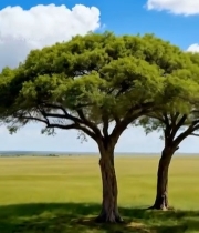  草原上两棵大树风景素材6498#竖屏 	 