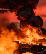  城市大火浓烟冲天景象5709#竖屏 	 