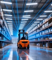  仓库内叉车行驶画面4595#竖屏 	 