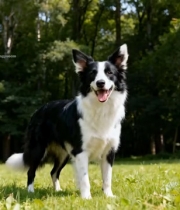  草地上的黑白边牧犬1923#竖屏 	 