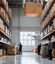  仓库无人机运输货物场景713#竖屏 	 