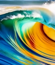  彩色海浪海洋风景素材2582#竖屏 	 