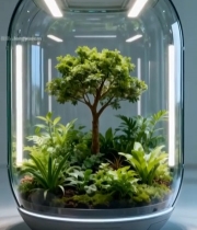  玻璃容器内的绿植景观1979#竖屏 	 