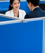  办公场所医生与男士交谈素材2778#竖屏 	 