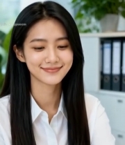  办公室内青年女性微笑画面4466#竖屏 	 