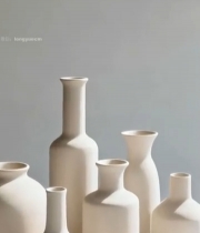  白色陶瓷花瓶静物展示4381#竖屏 	 