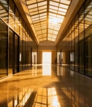  玻璃走廊内阳光洒落景象5329#竖屏 	 