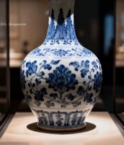  博物馆青花瓷瓶展示素材2757#竖屏 	 