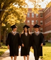  毕业生校园内漫步场景7848#竖屏 	 