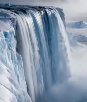  冰川瀑布自然景观素材5720#竖屏 	 