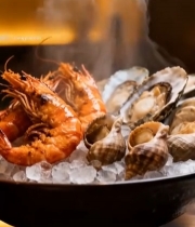  冰盘上的虾与贝类海鲜3705#竖屏 	 