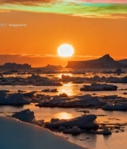  冰海日落自然风光素材871#竖屏 	 