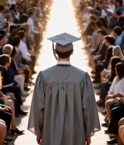  毕业生参加毕业典礼背影(1)5256#竖屏 	 