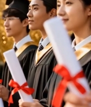  毕业生手持证书列队3446#竖屏 	 