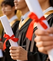  毕业生手持文凭合影素材4994#竖屏 	 