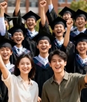  毕业生校园欢呼庆祝7385#竖屏 	 