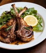  摆盘精致的烤羊排美食(1)7810#竖屏 	 