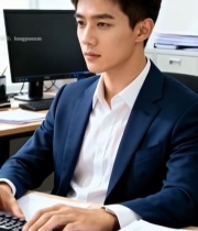  办公场景中穿西装的男士2758#竖屏 	 