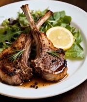  摆盘精致的烤羊排美食(1)7810#竖屏 	 