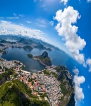  巴西城市海洋风光俯瞰4222#竖屏 	 